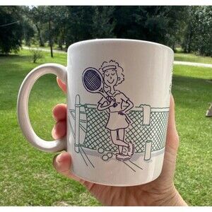 Hallmark Coffee Mug Cup "Speak Softly But Carry a $150 Racket!" Tennis Court